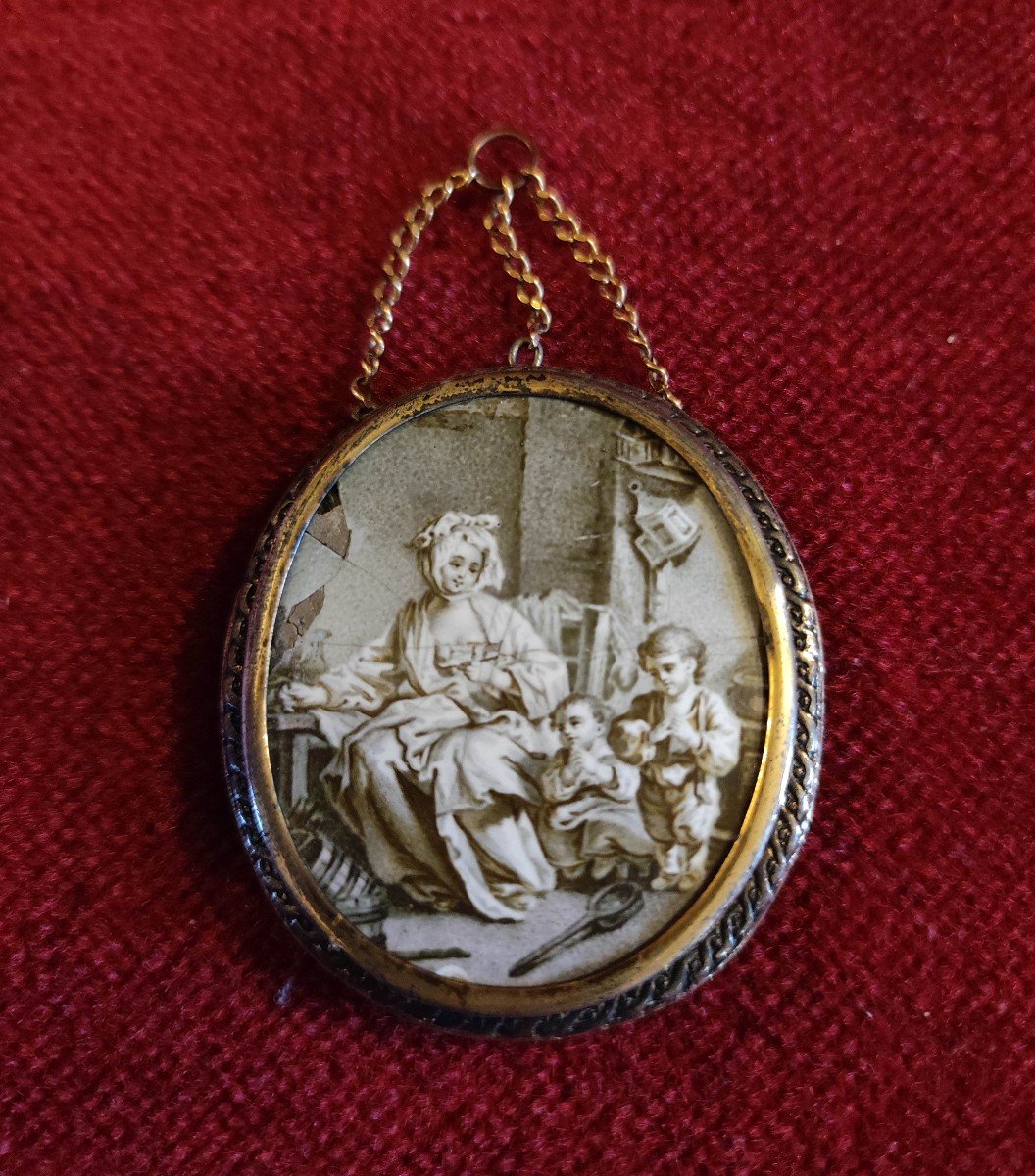 Miniature On 18th Century Enamel, Grisaille.