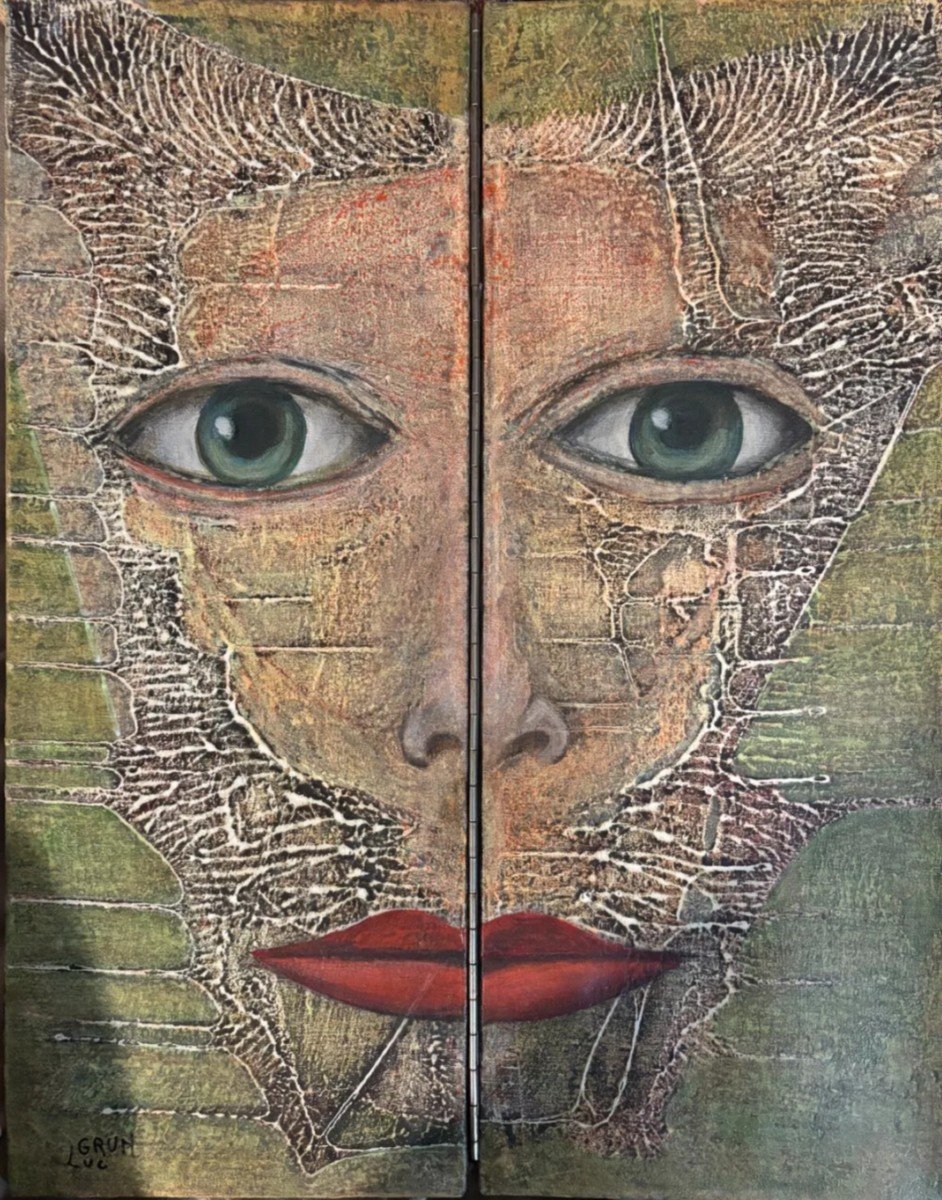 Luc Grun, Diptych (oil On Canvas)