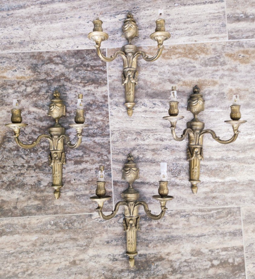 Set Of Four Louis XVI Style Bronze Sconces