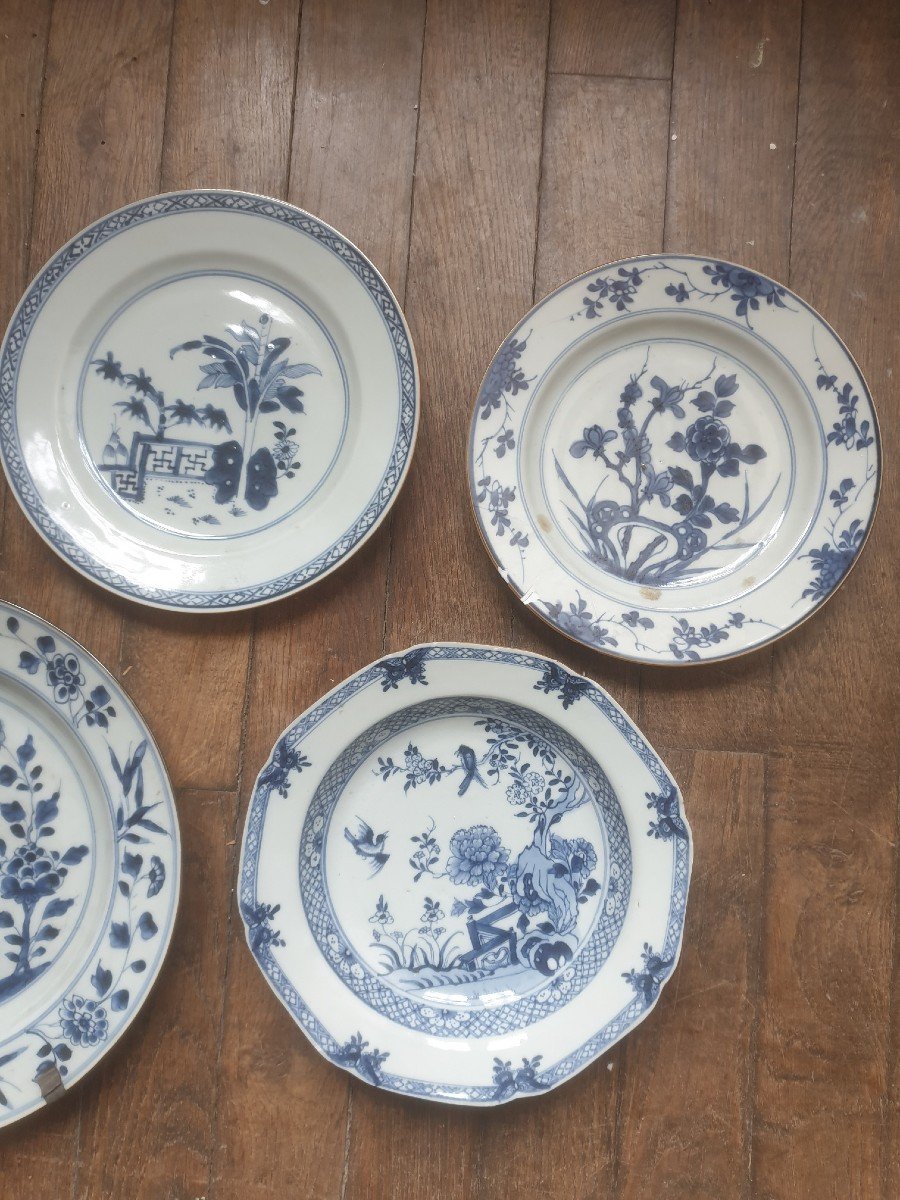 Lot Of 7 China Porcelain White Blue Eighteenth-photo-4