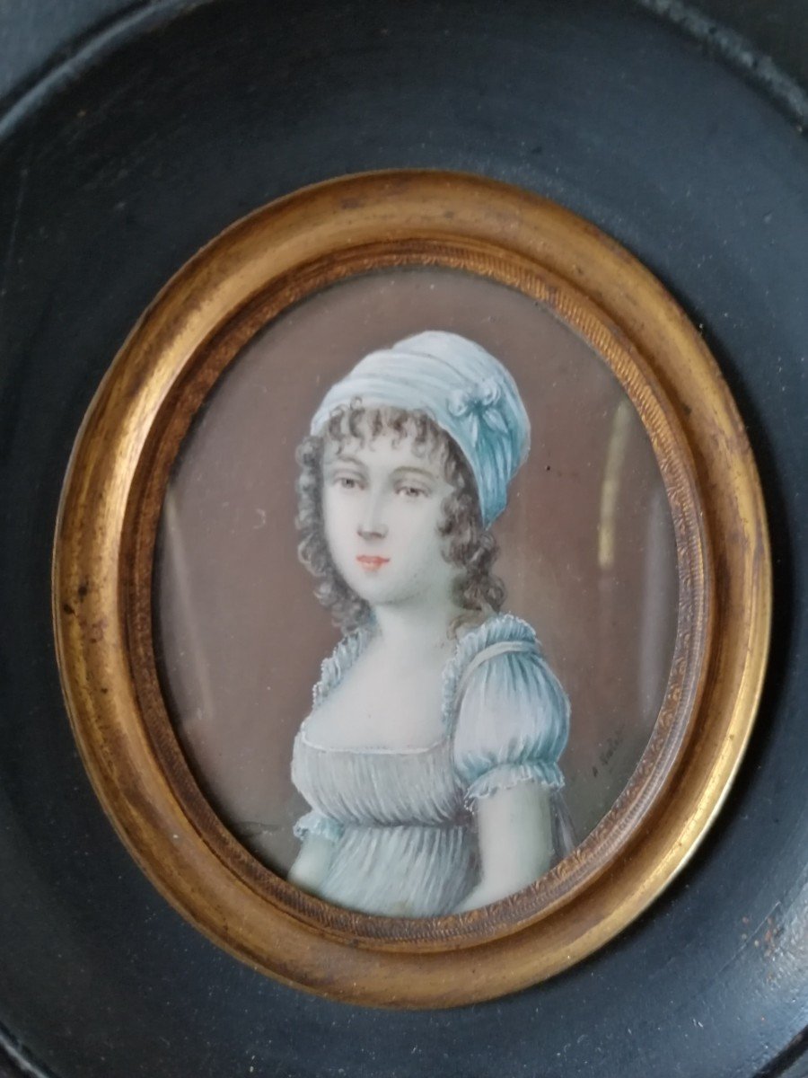 Charlotte Corday, Miniature Fin XVIIIème Signée Violet
