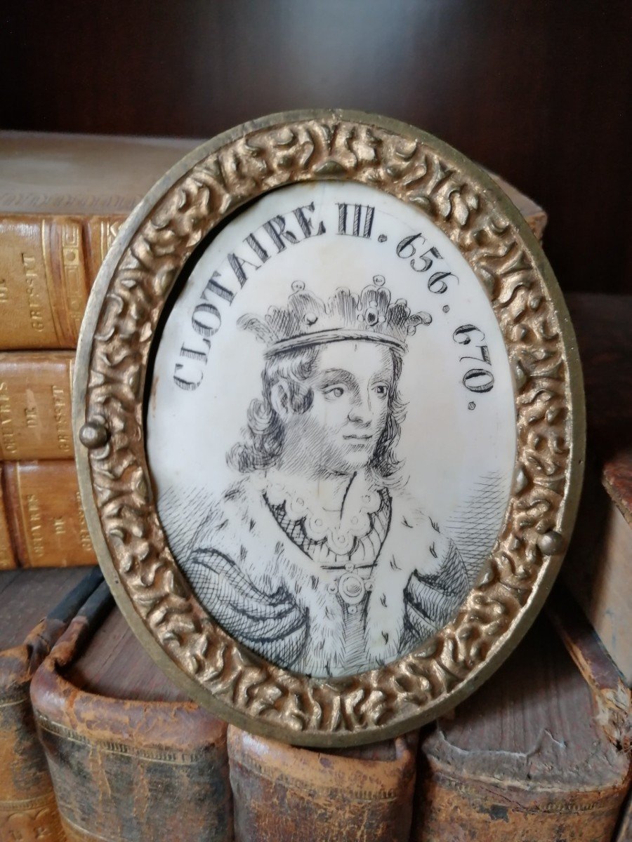 Engraved Ivory Medallion Late 18th Century King Clotaire III