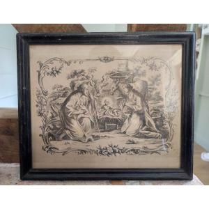 Framed Engraving The Nativity 18th Century