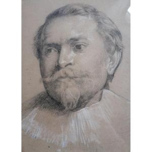Old Flemish Man Portrait Drawing