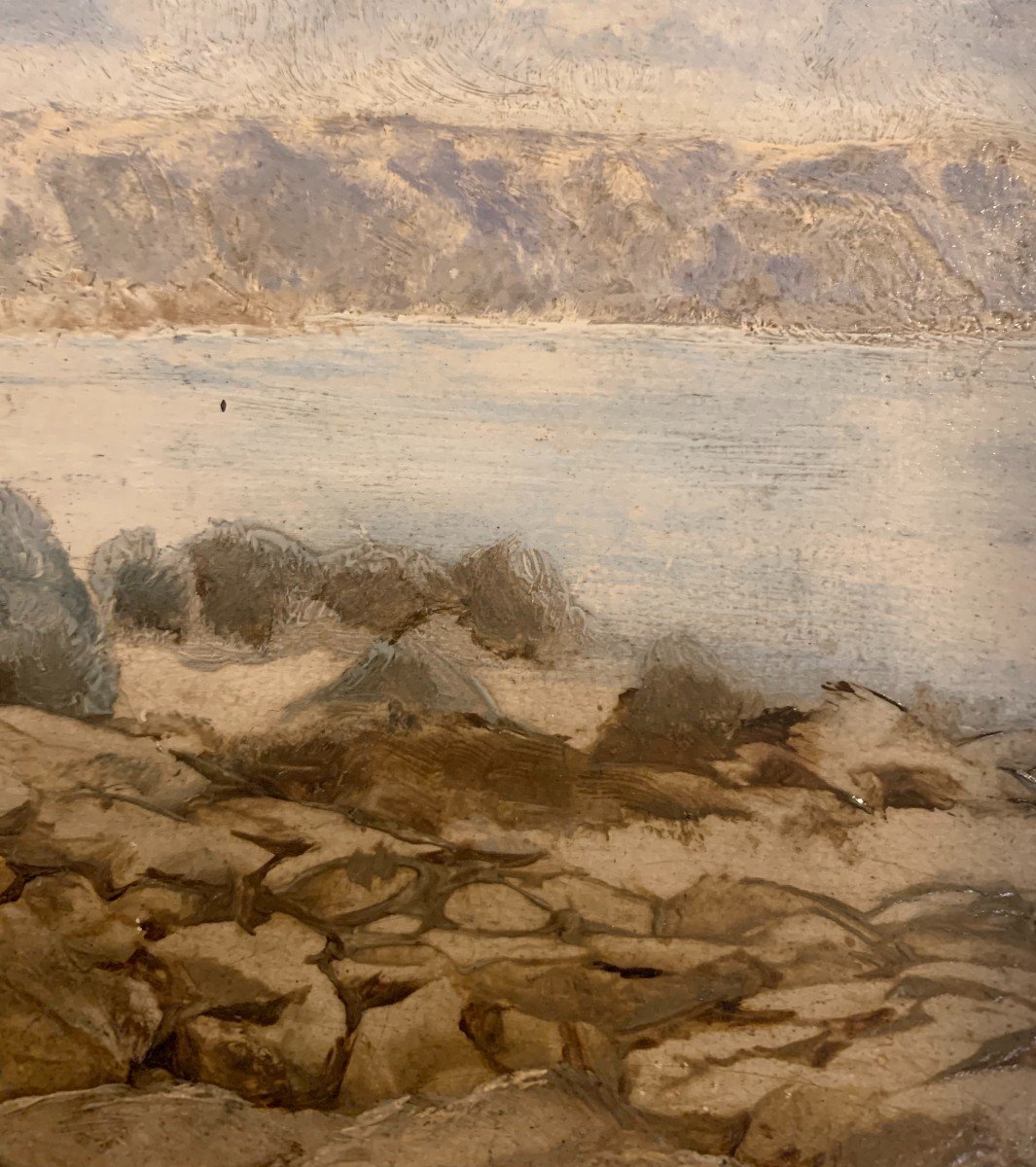 Dead Sea Landscape. Oil On Panel. 19th Century-photo-1