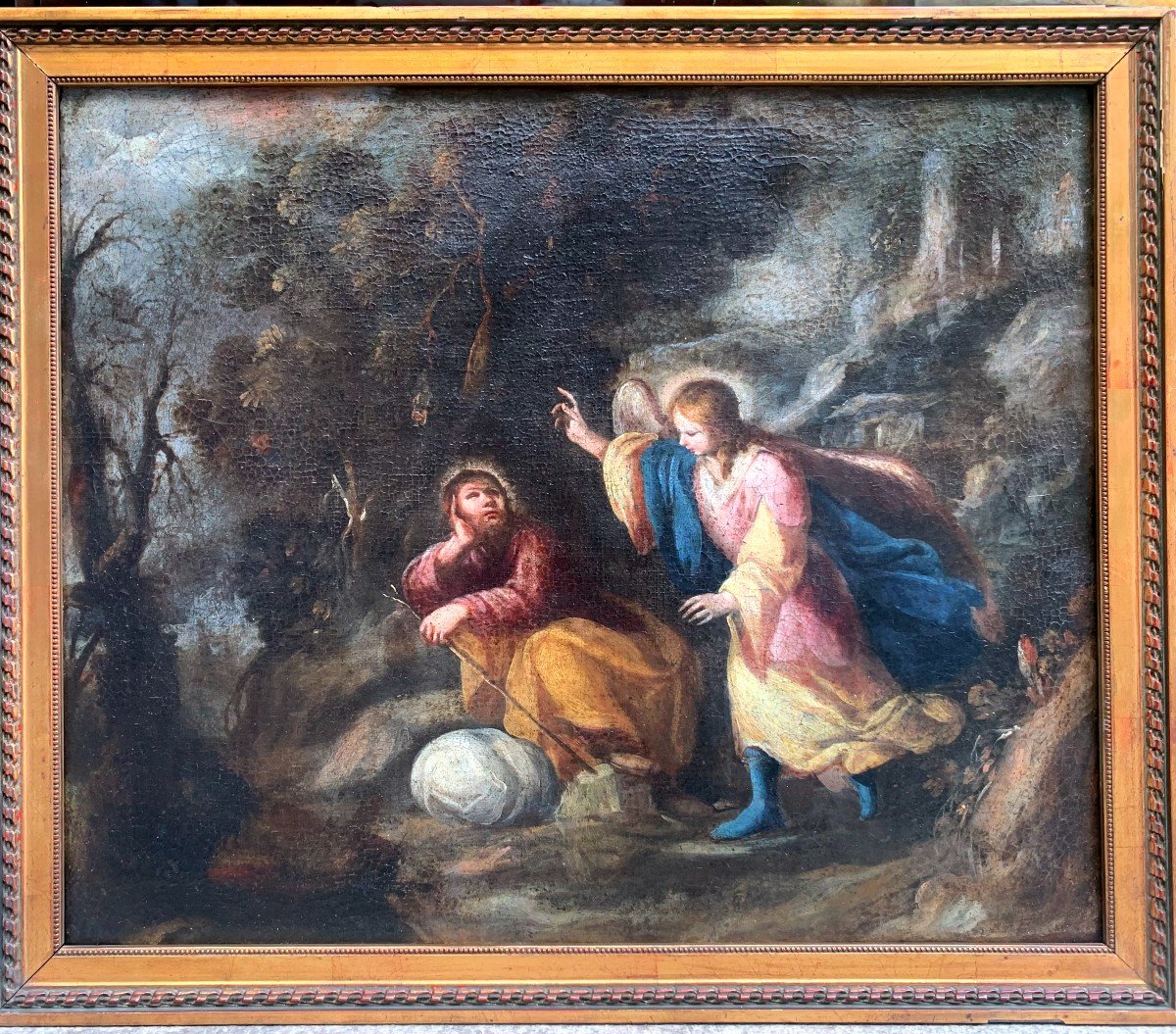 Le Rêve De José, Huile Sur Toile, école Sévillane, Seconde Moitié Du XVIIe Siècle.-photo-2