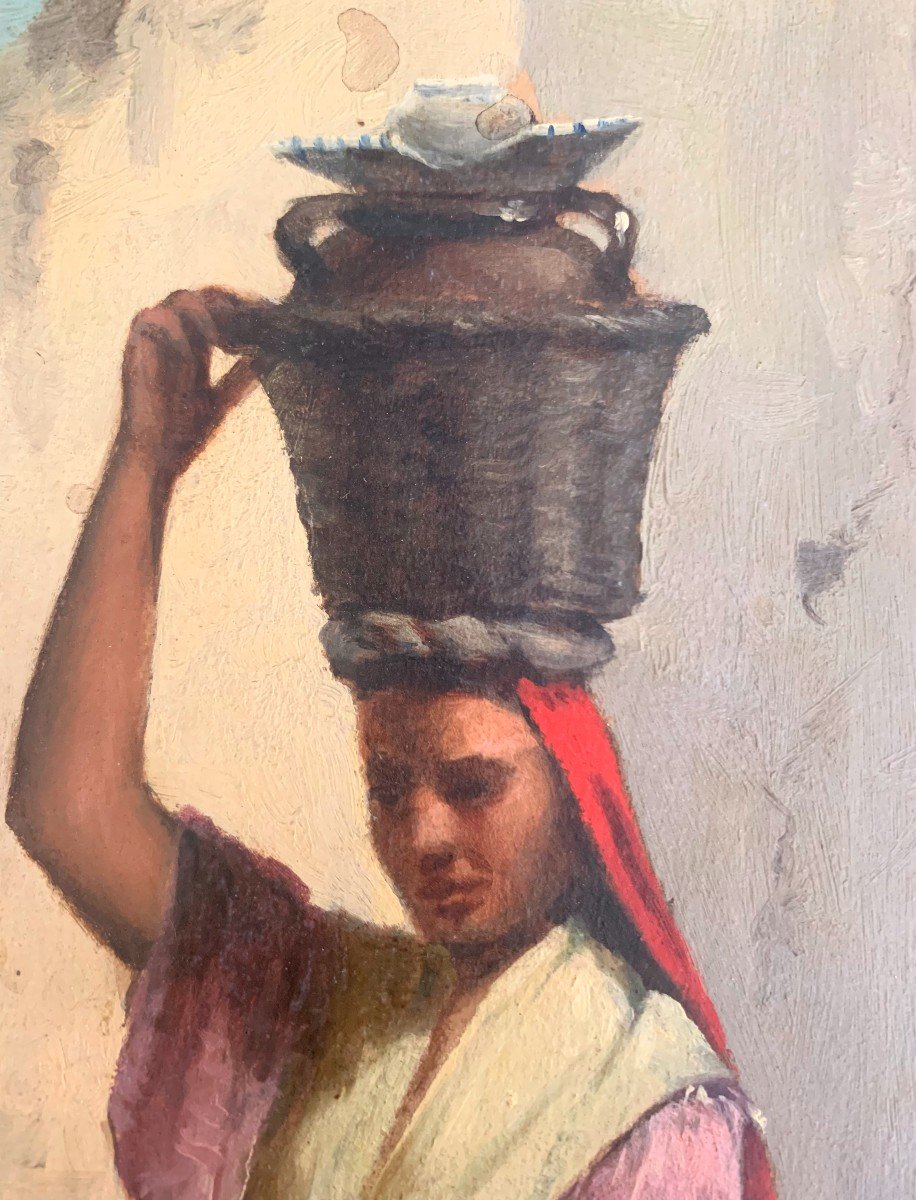 Woman From The Canary Islands, Oil On Paper. Around 1850-photo-2