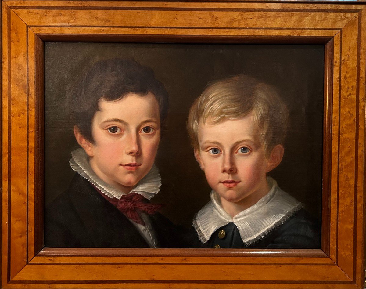 Francisco Lacoma Y Fontanet, Double Portrait d'Enfants. Signé. Daté De 1839.-photo-2