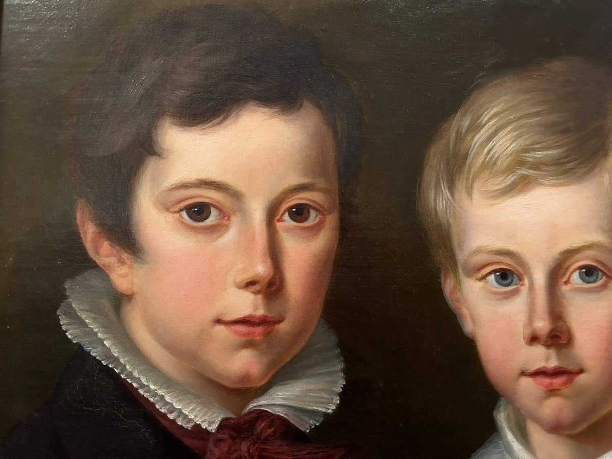 Francisco Lacoma Y Fontanet, Double Portrait d'Enfants. Signé. Daté De 1839.-photo-3