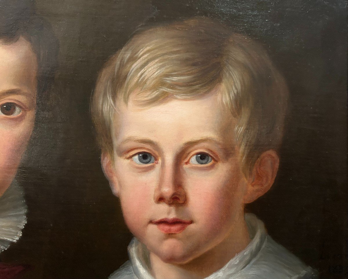 Francisco Lacoma Y Fontanet, Double Portrait d'Enfants. Signé. Daté De 1839.-photo-4