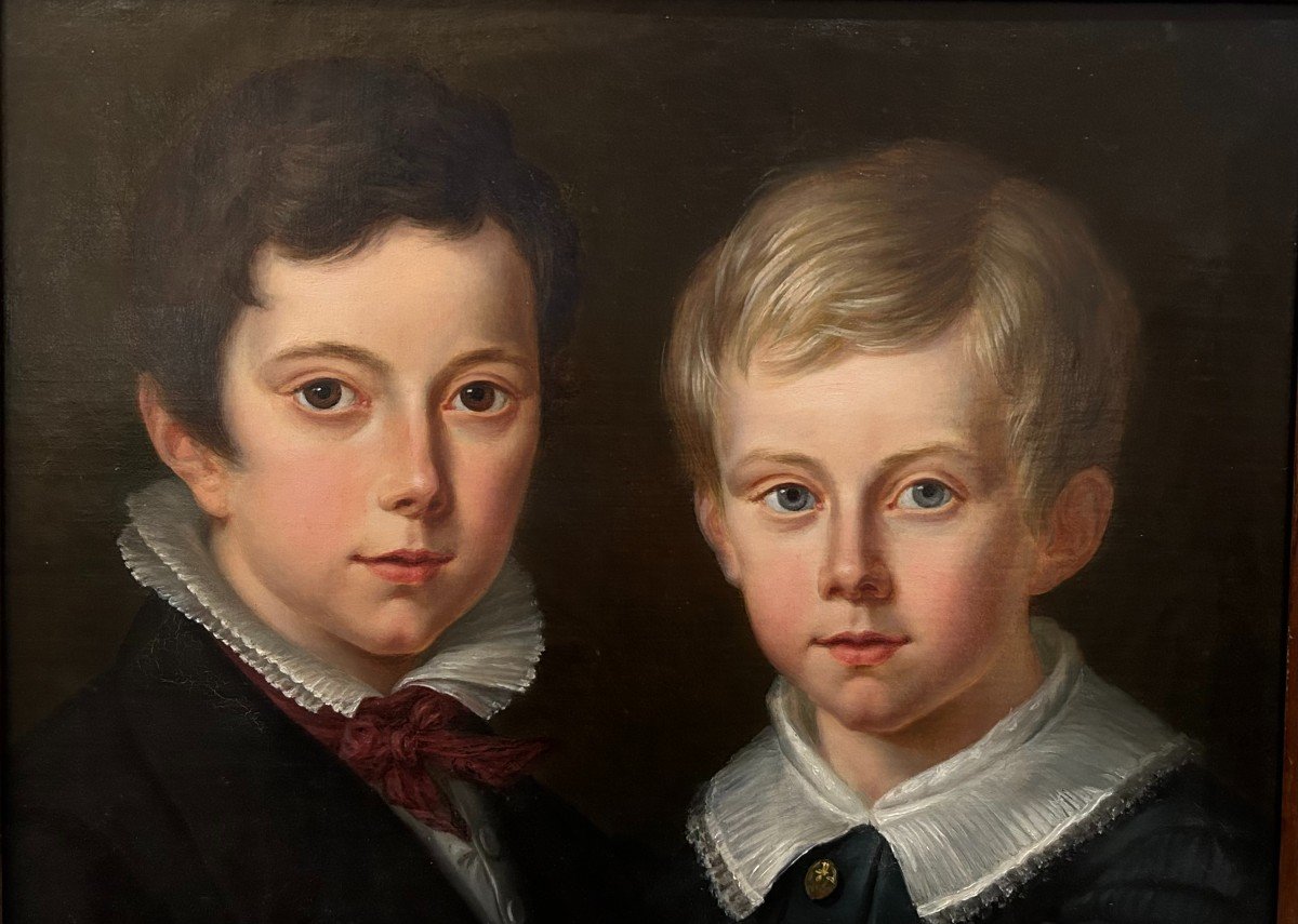 Francisco Lacoma Y Fontanet, Double Portrait d'Enfants. Signé. Daté De 1839.