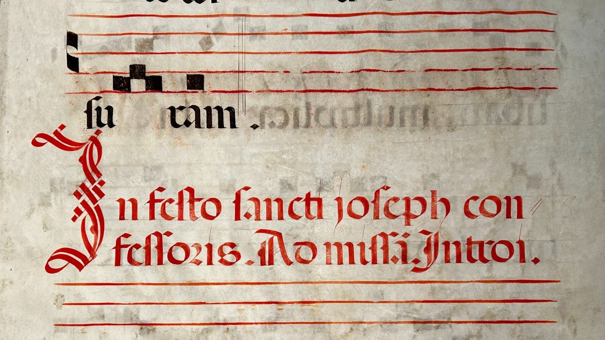In-folio En Parchemin. Livre Cantoral Ou Choral.  Siècle XVI-photo-2