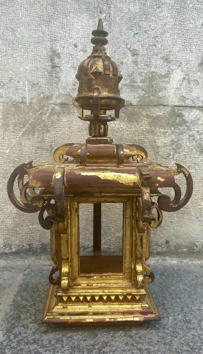 Temple In Golden Wood For The Holy Host Or Reliquary, End Of The 16th Century