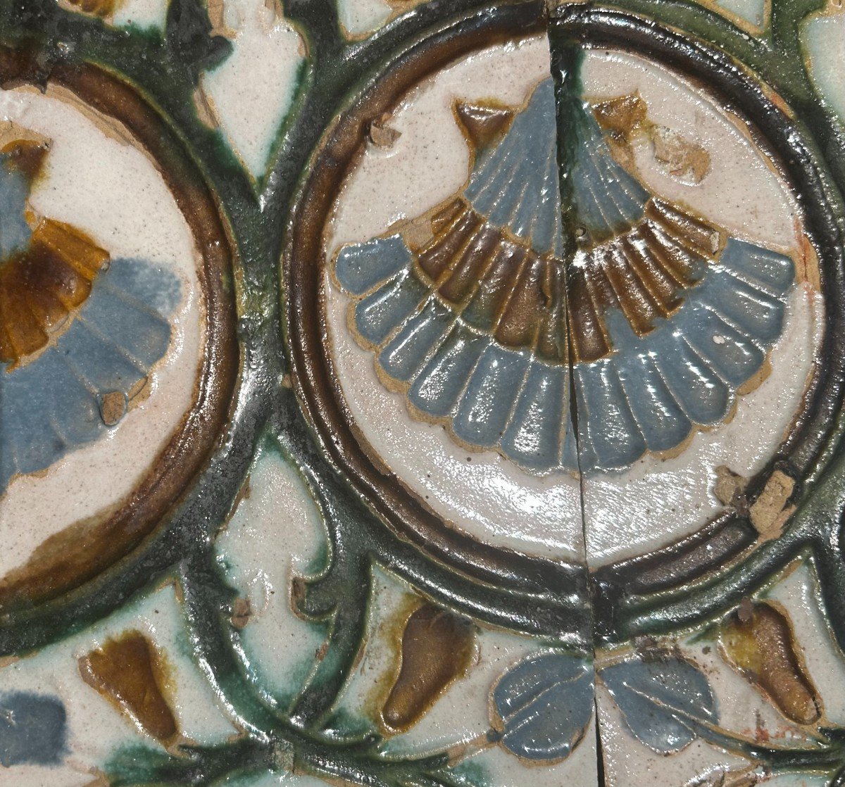 Two Tiles Made With The Arista Technique, Seville, 16th Century-photo-3