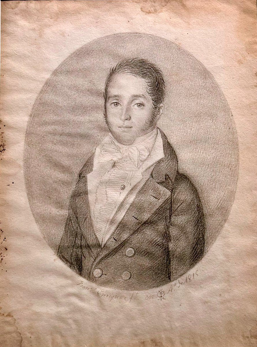 Portrait Masculin Réalisé Par Le Peintre Francisco Enriquez Y García, Année 1815