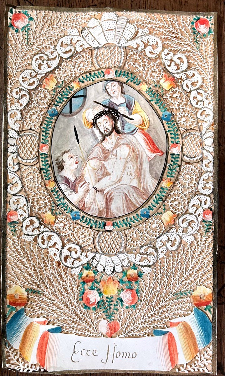 Spanish Work, Miniature In Watercolor And Paper Watermark, 18th Century