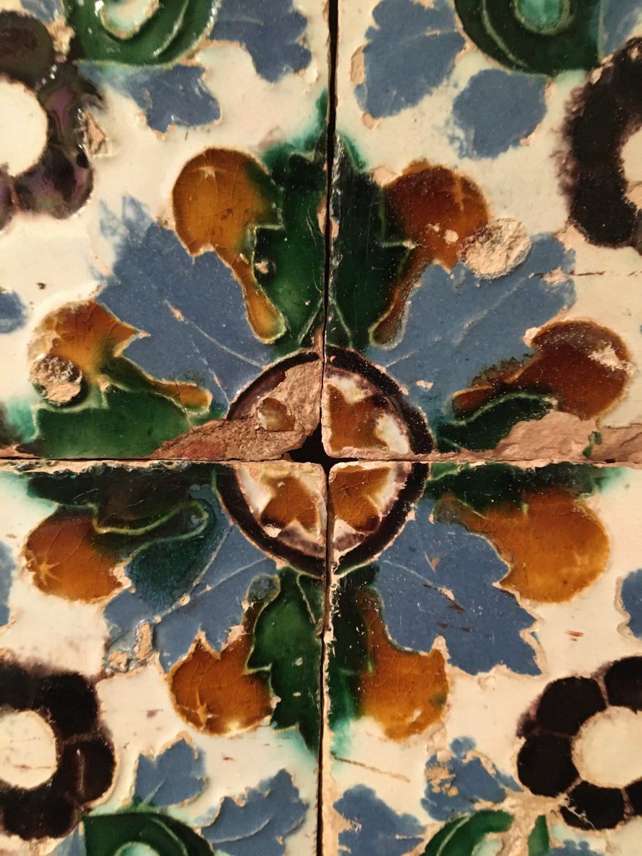 Groupe de quatre azulejos , carreaux, du ceramique renaissance -photo-3