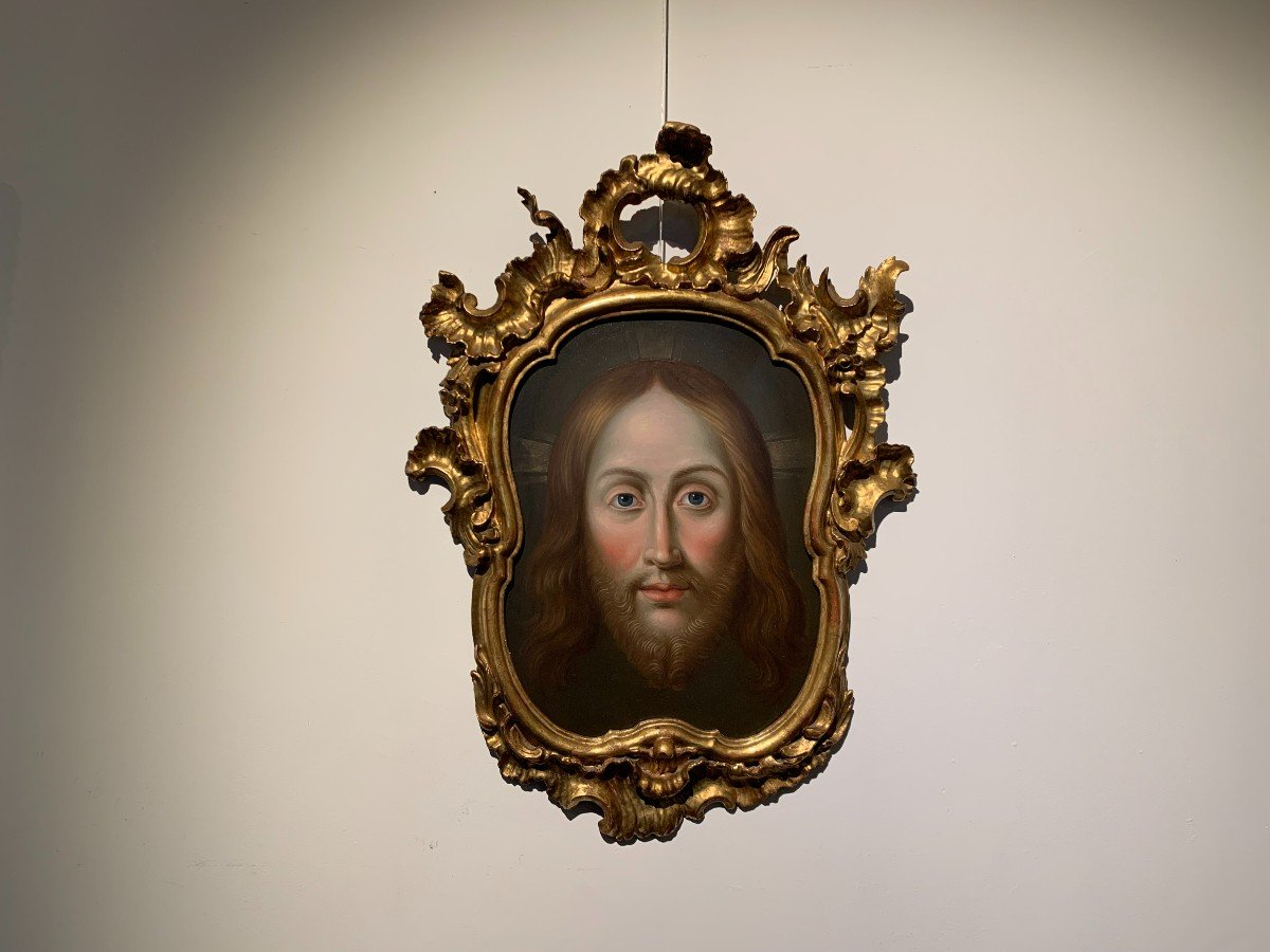 Spanish School. Face Of Christ, Oil On Copper Plate. 18th Century-photo-2