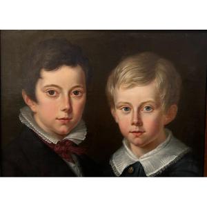Francisco Lacoma Y Fontanet, Double Portrait Of Children. Sign. Dated 1839.