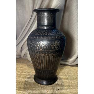 Damascus Steel Vase. Around 1920.