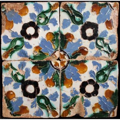 Group Of Four Azulejos, Tiles, Renaissance Ceramics
