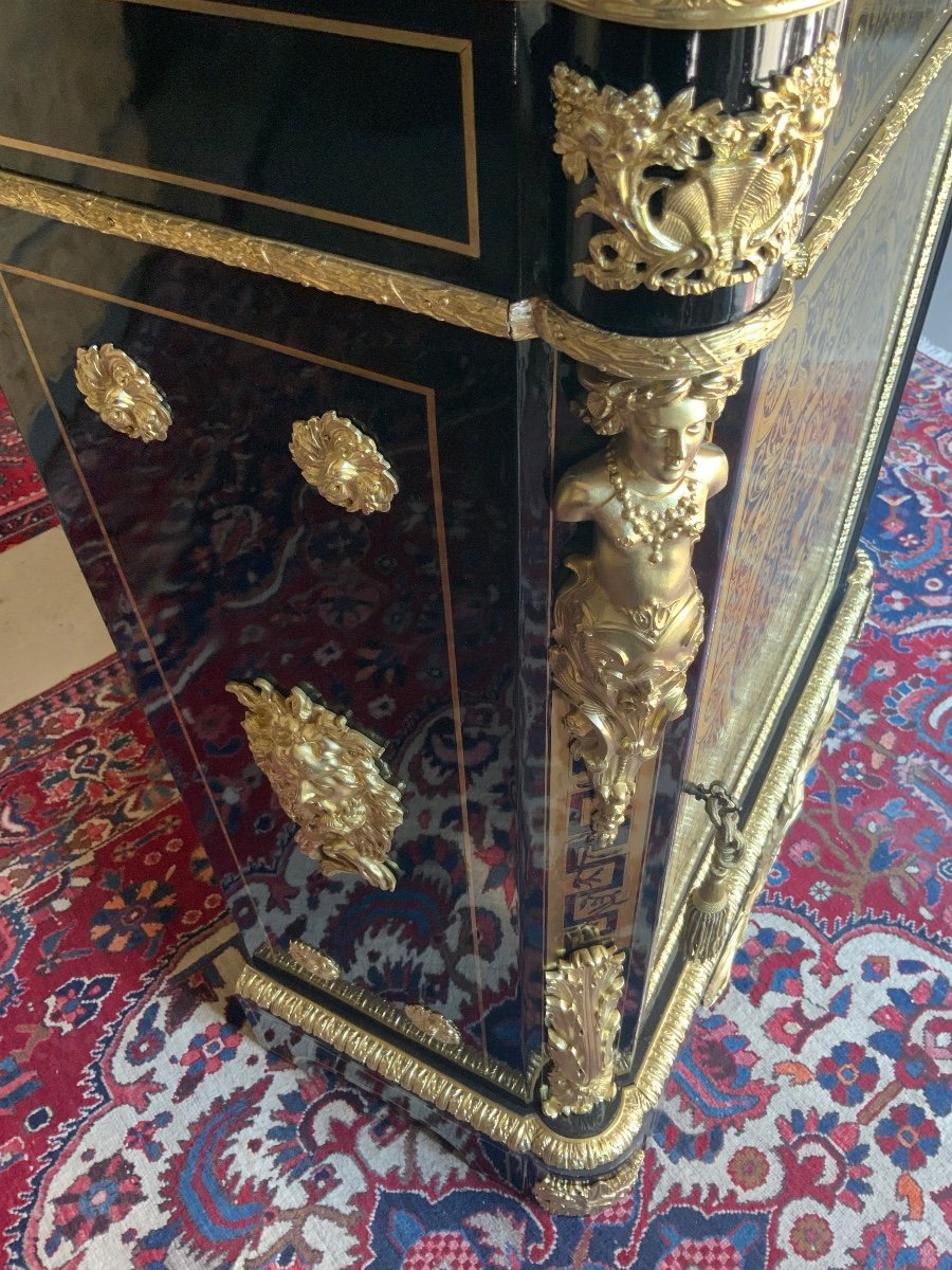  Meuble D’appui Estampillé Befort -jeune En Marqueterie Boulle D’époque Napoleon III-photo-2