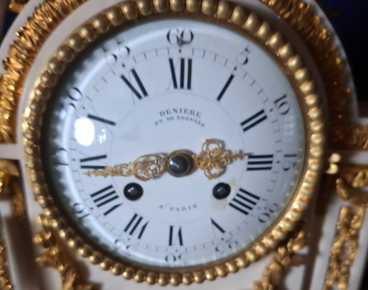 Louis XVI Style Clock Signed Deniere-photo-1