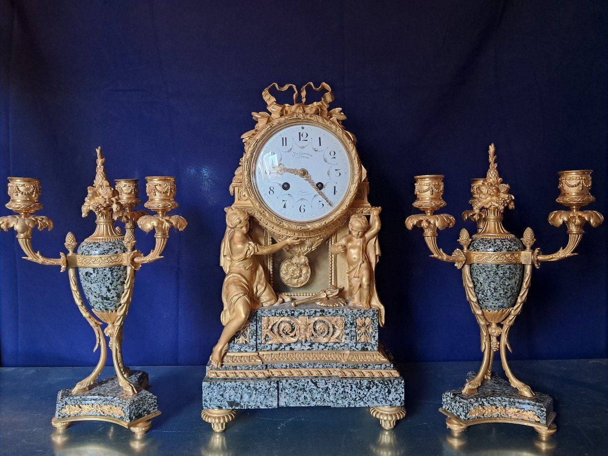 Bronze And Granite Clockset 