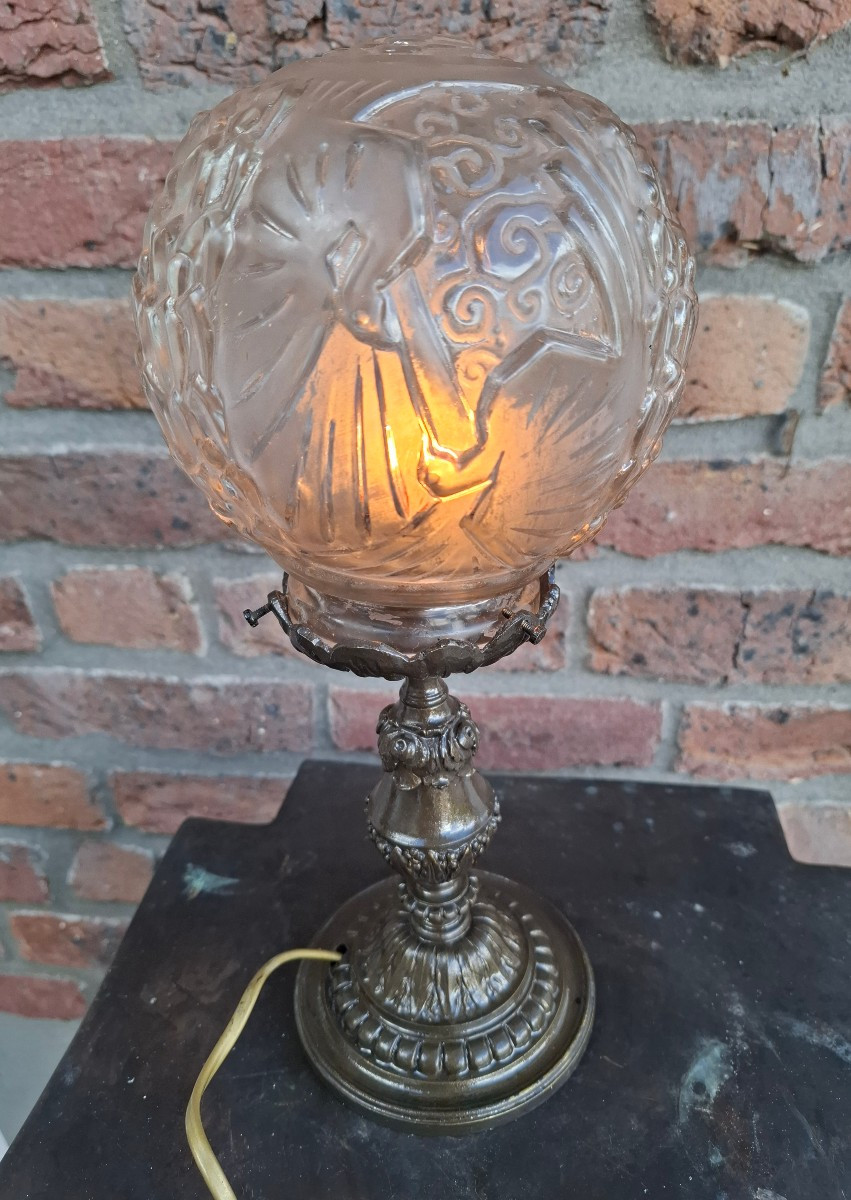 Muller Freres Luneville Bronze Lamp 