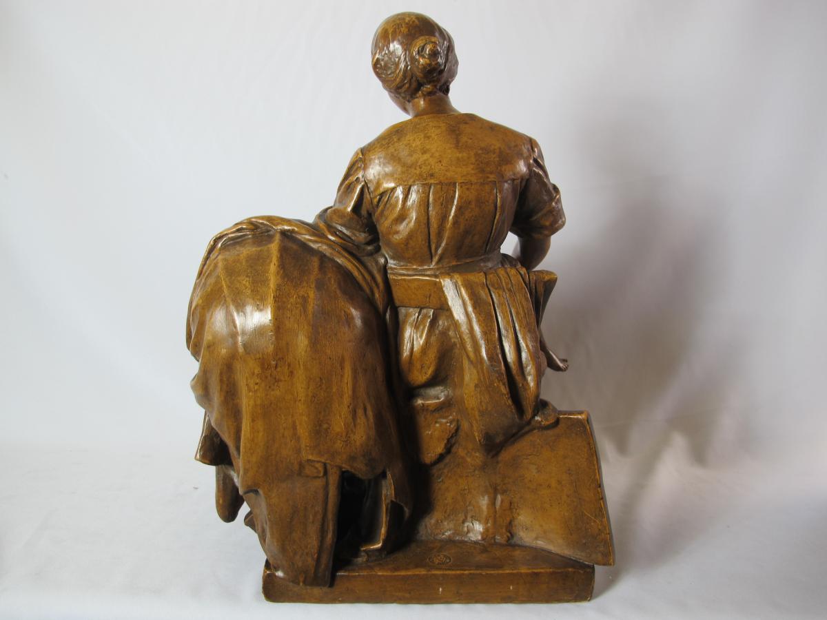 Terracotta Sculpture. Signed Ve Deplechin. (1852-1926) -photo-2