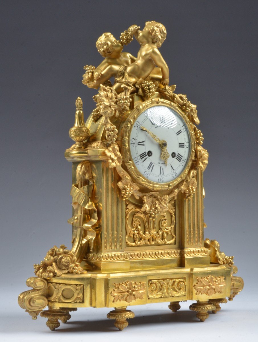 Gilt Bronze Clock By Mannheim à Paris.-photo-3