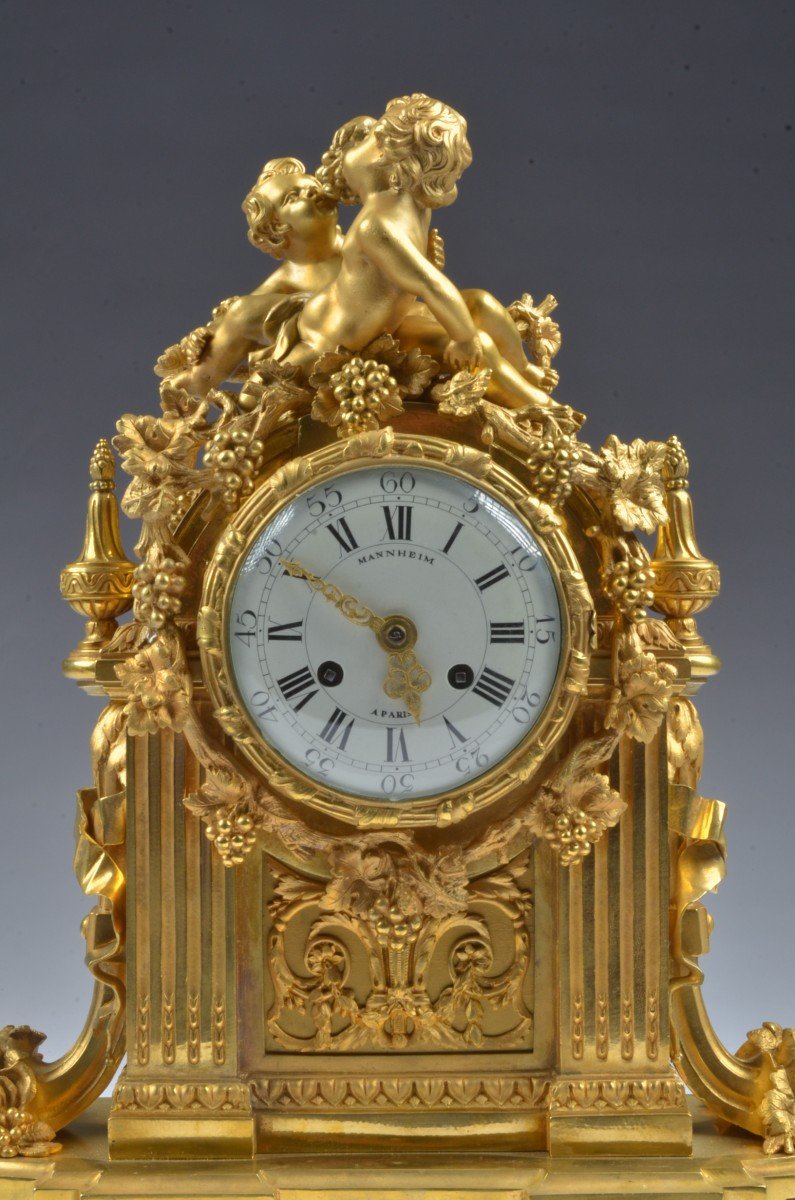 Gilt Bronze Clock By Mannheim à Paris.-photo-4