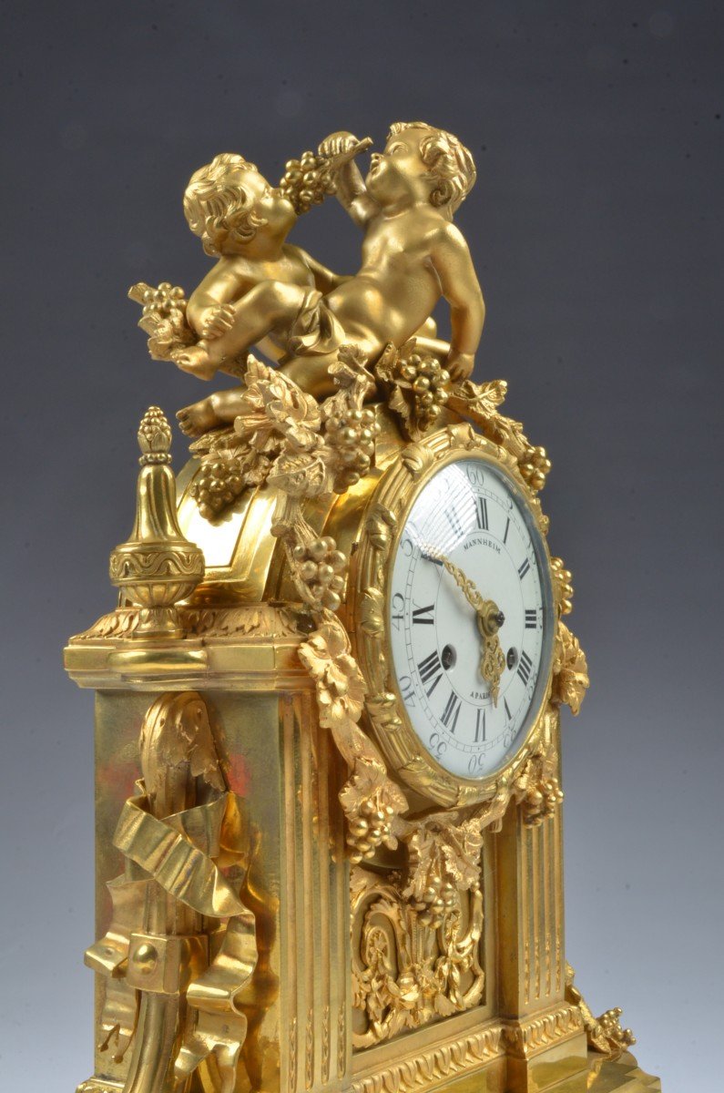 Gilt Bronze Clock By Mannheim à Paris.-photo-4