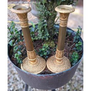 Pair Of Gilt Bronze Candelabra