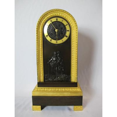 Bronze Patinated And Gilded Mantelclock.