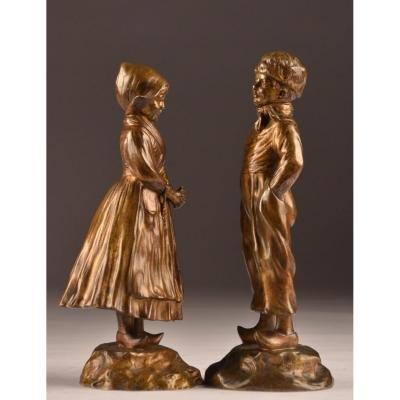 Pair De Bronzes Par L.a. Monaco 1882-1937 