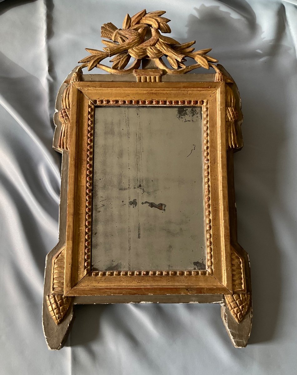Louis XVI Style Gold Lacquered Mirror Late 19th Century-photo-1