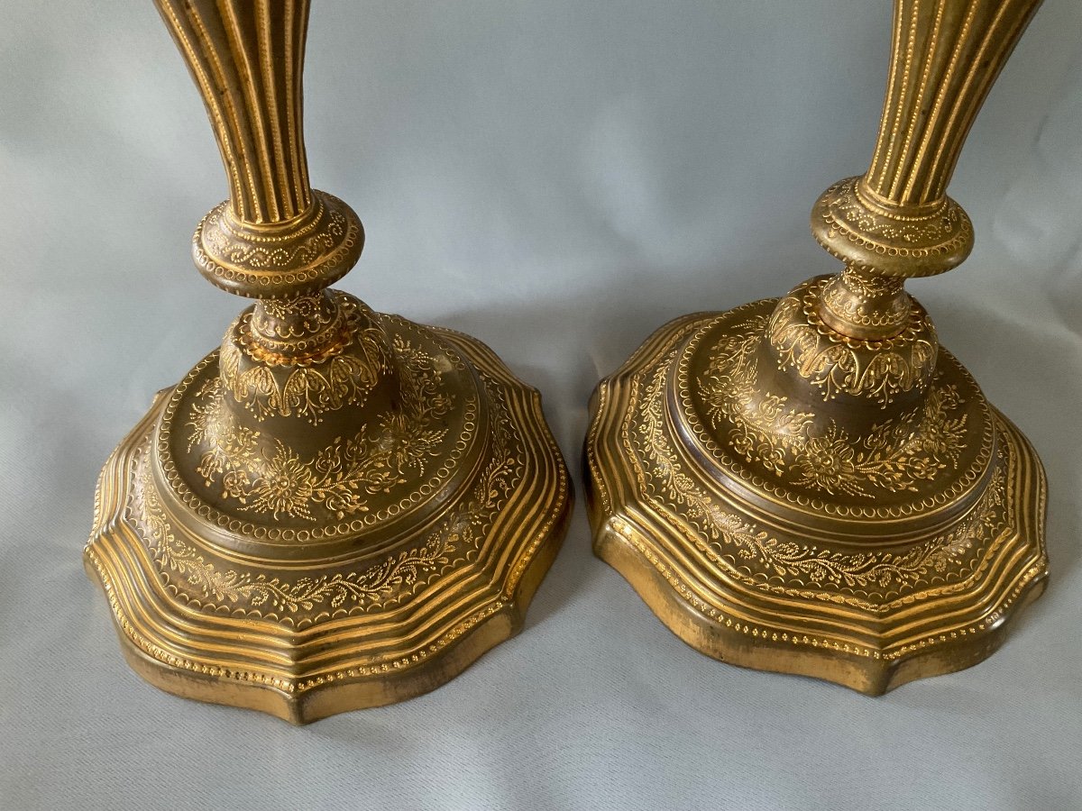 Pair Of 18th Century Bronze Candlesticks -photo-4