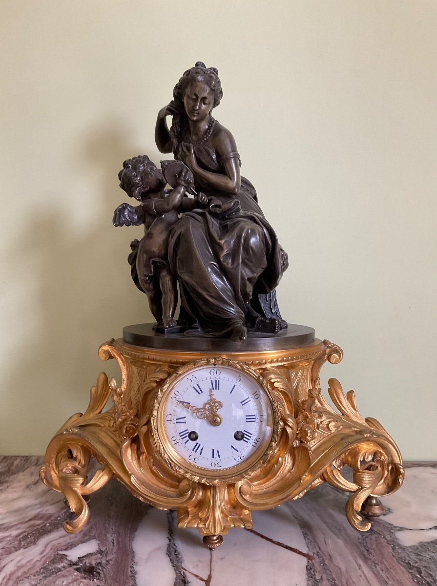 Clock <the Toilet Of Psyche> 19th Century -photo-6