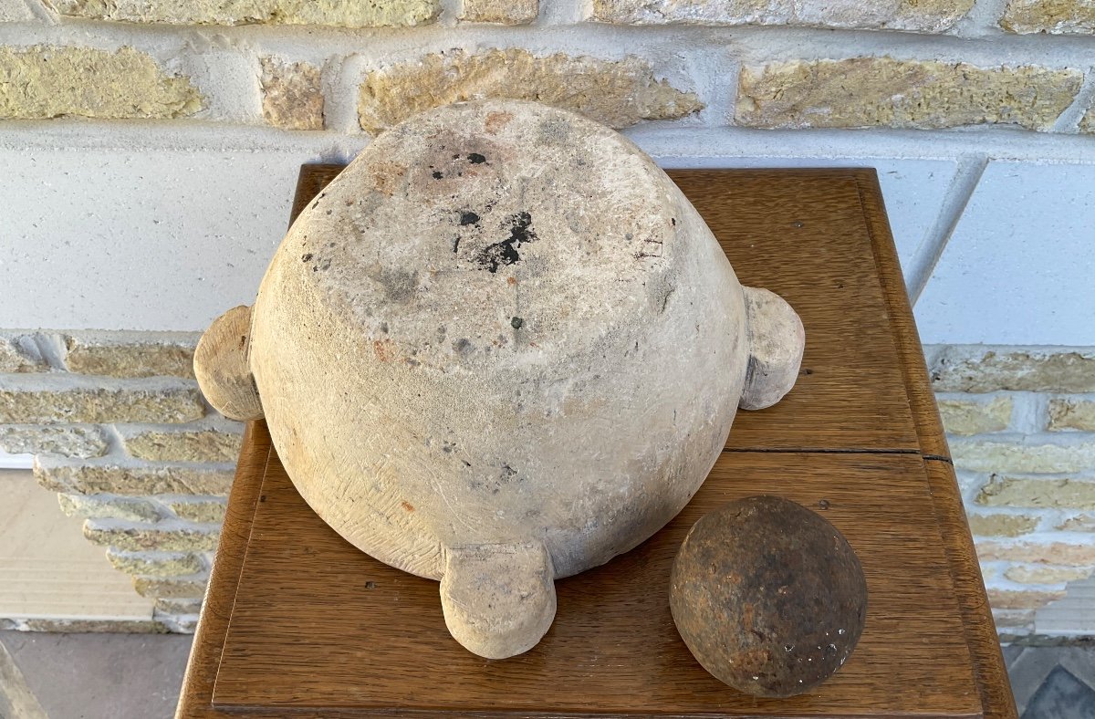 Apothecary Mortar In White Marble 18th Century -photo-3