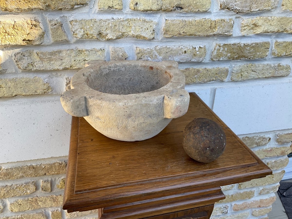 Apothecary Mortar In White Marble 18th Century -photo-4