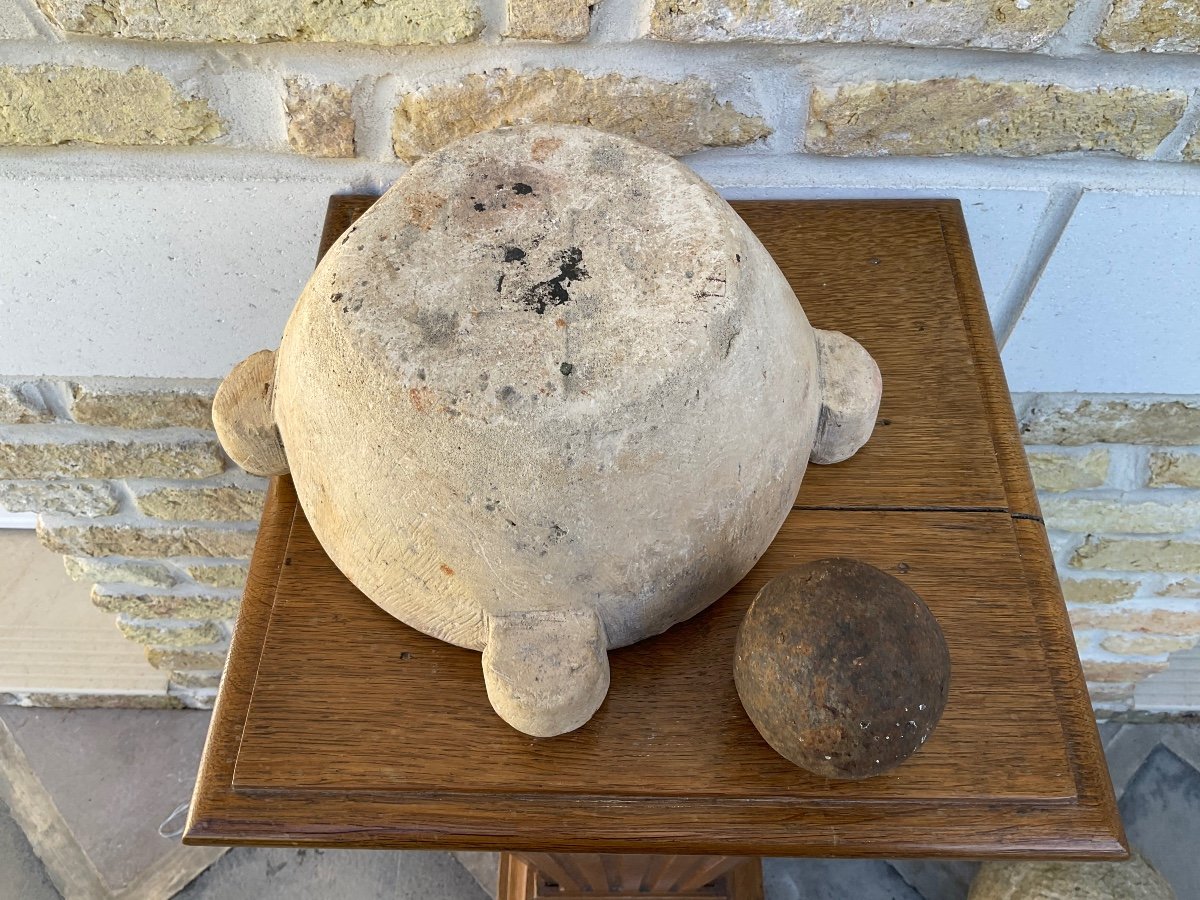 Apothecary Mortar In White Marble 18th Century -photo-7