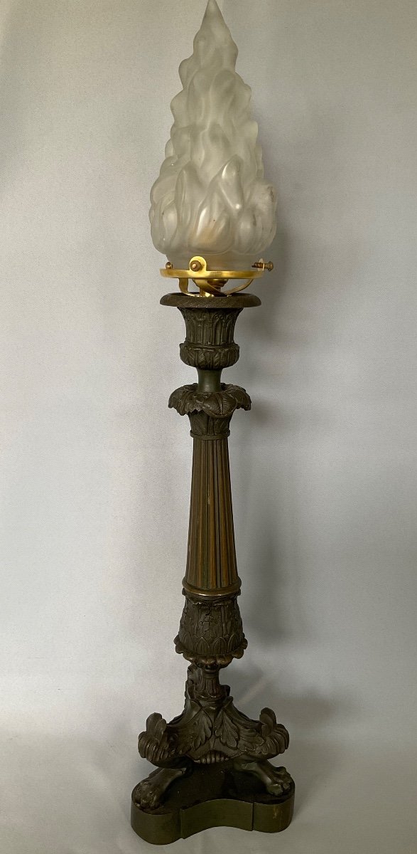 Large Empire Bronze Candlestick Early 19th Century -photo-1