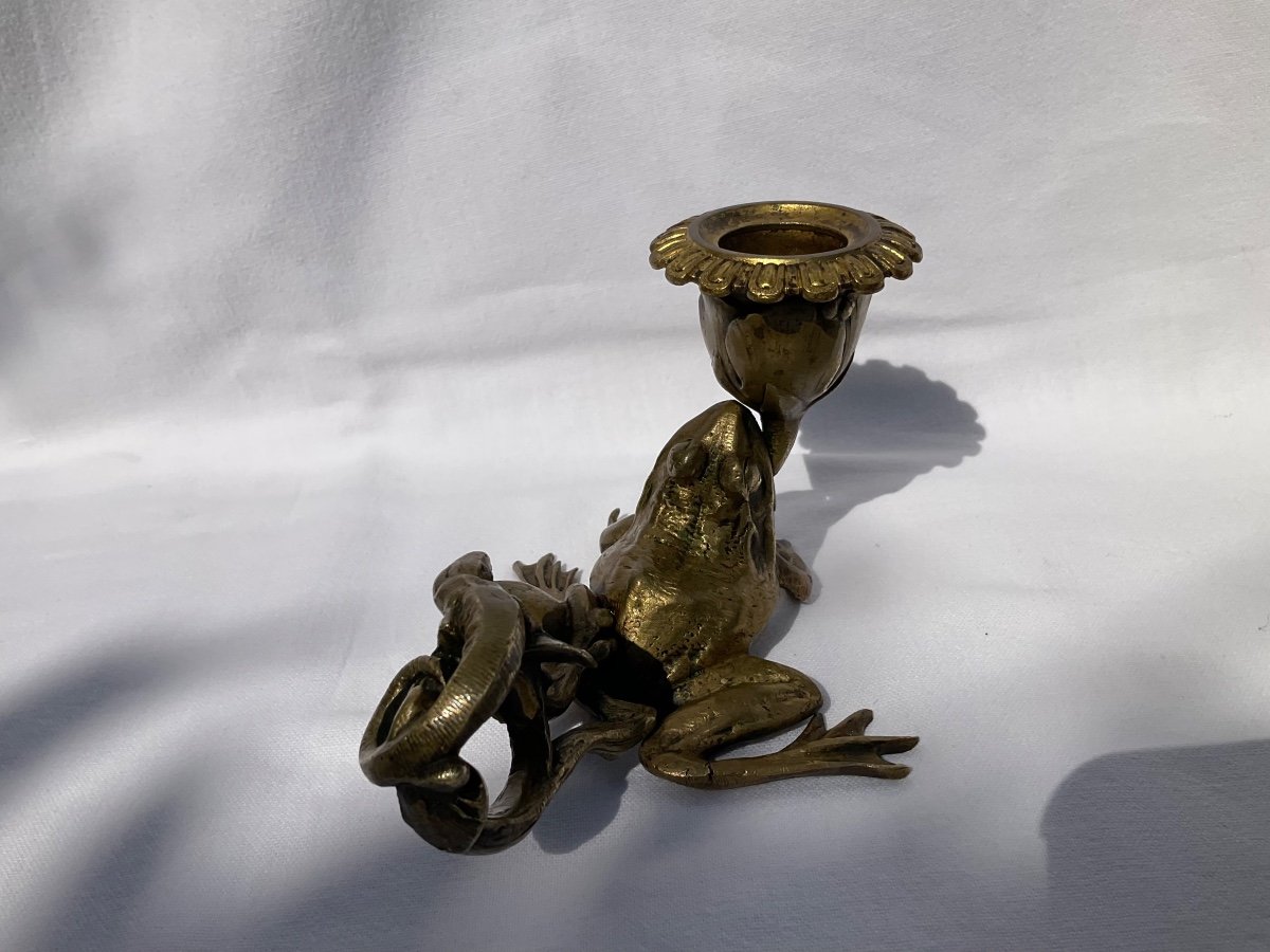 Art Nouveau Bronze Hand Candle Holder-photo-2