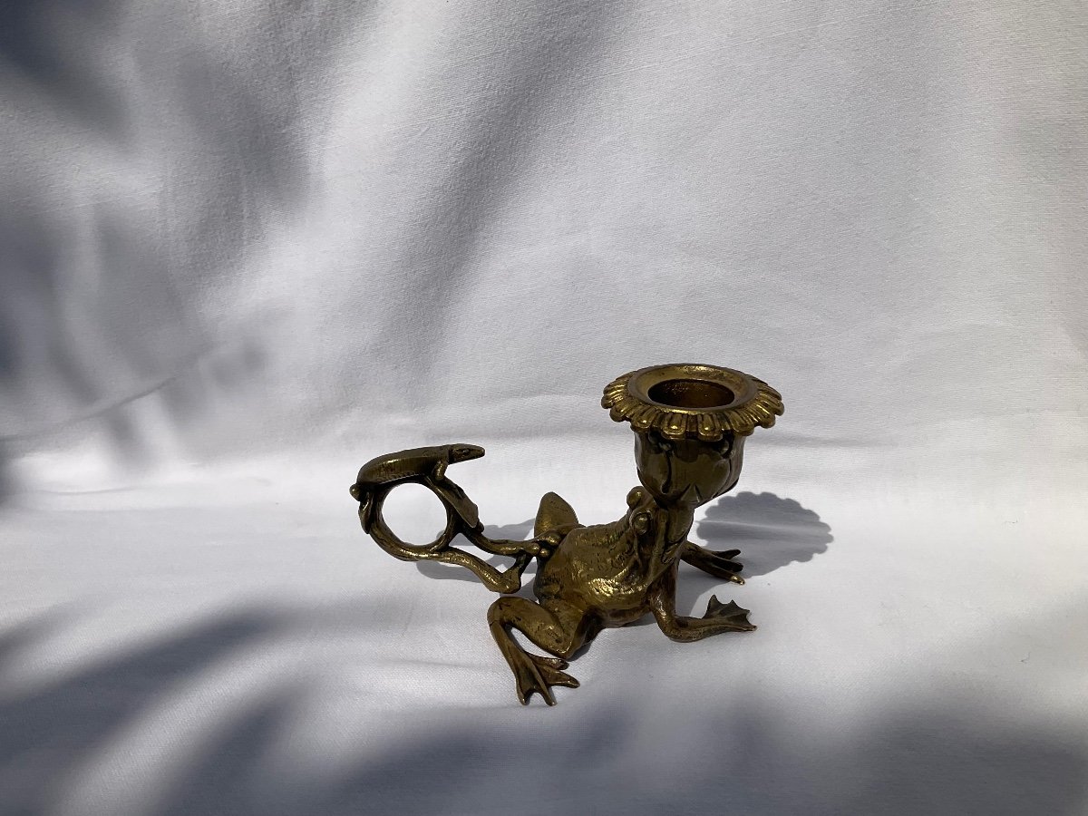 Art Nouveau Bronze Hand Candle Holder-photo-6