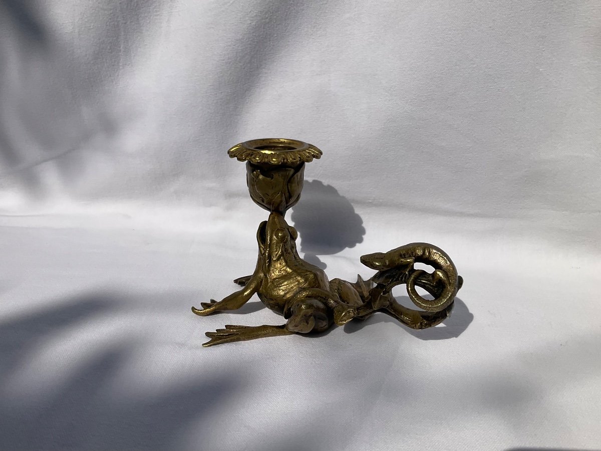 Art Nouveau Bronze Hand Candle Holder-photo-8