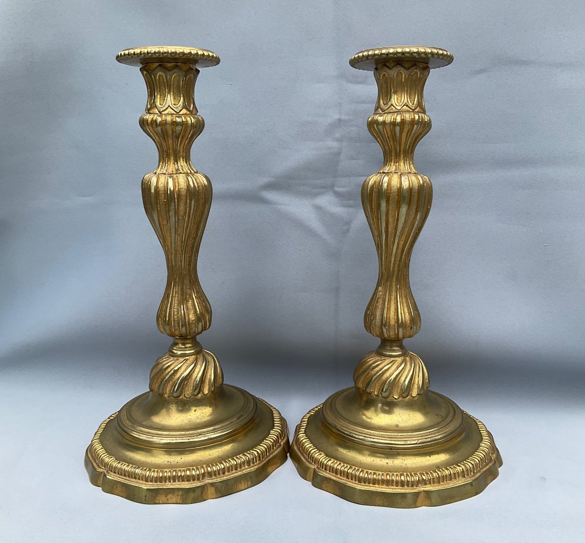  18th Century Gilt Bronze Candlesticks -photo-1