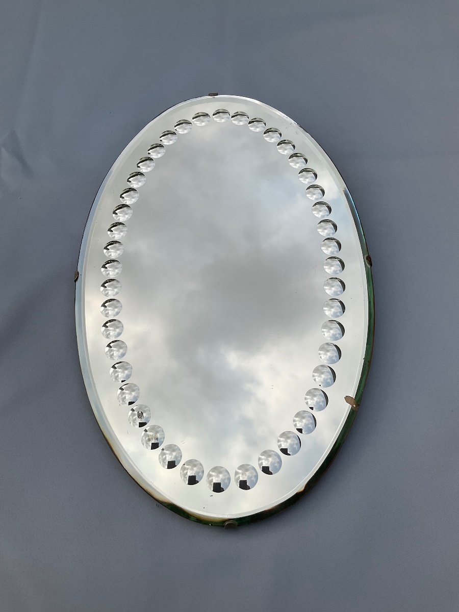 Oval Pastille Mirror Circa 1950-photo-1