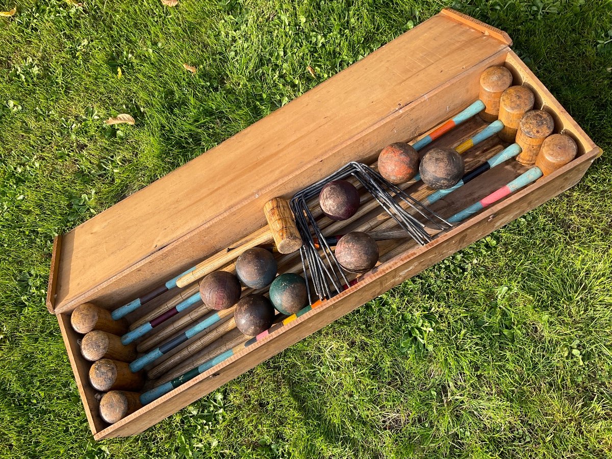 Large Croquet Game For 8 Players, Late 19th Century -photo-5