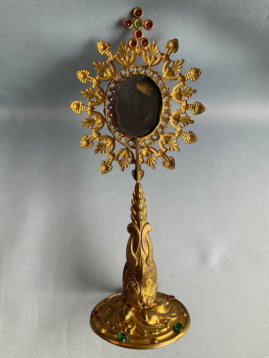 Petite Monstrance En Laiton Doré Fin 19éme Siècle -photo-2